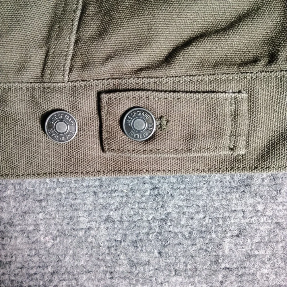 Line of Trade Trucker Jacket Men's XL Olive Green Canvas Cotton Button Front